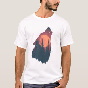 Lone Wolf Forest Sunset Graphic T-Shirt Wilderne