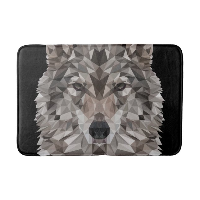 Lone Wolf Geometric Portrait Bath Mat (Front)