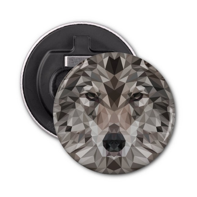 Lone Wolf Geometric Portrait Bottle Opener (Front)