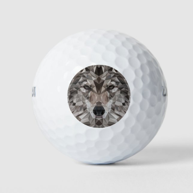 Lone Wolf Geometric Portrait Golf Balls (Front)