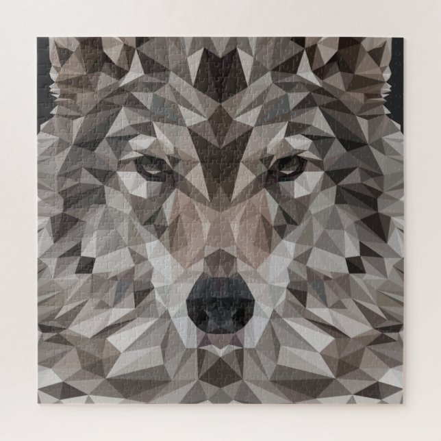 Lone Wolf Geometric Portrait Jigsaw Puzzle (Vertical)