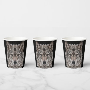 Lone Wolf Geometric Portrait Paper Cups