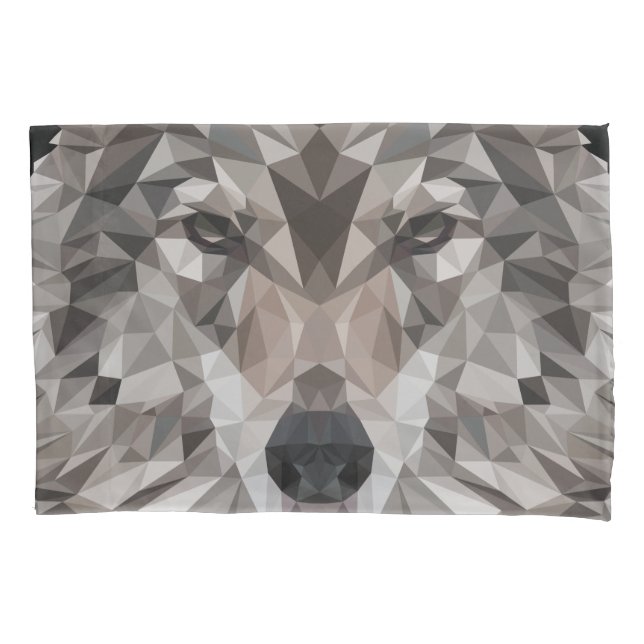 Lone Wolf Geometric Portrait Pillowcase (Front-Left)