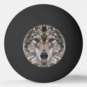Lone Wolf Geometric Portrait Ping Pong Ball
