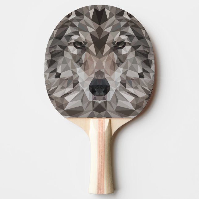 Lone Wolf Geometric Portrait Ping Pong Paddle (Front)
