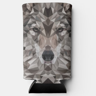 Lone Wolf Geometric Portrait Seltzer Can Cooler
