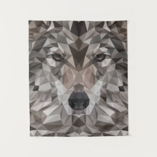 Lone Wolf Geometric Portrait Tapestry