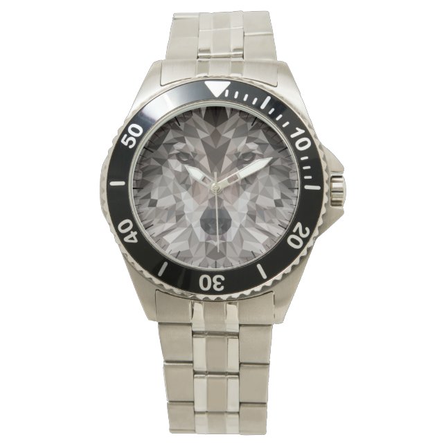 Lone Wolf Geometric Portrait Watch (Front)