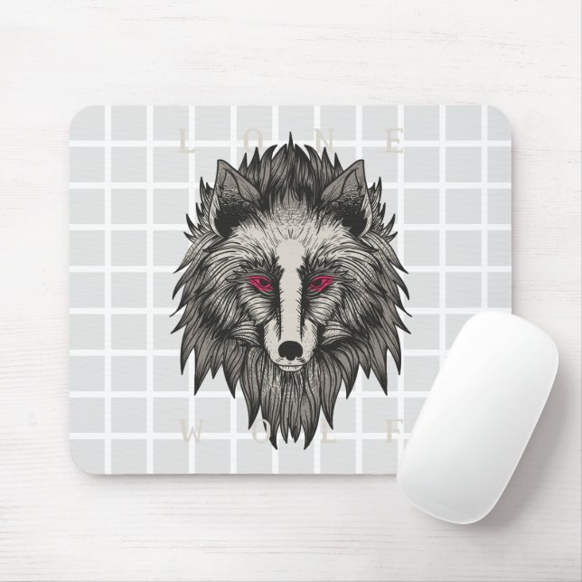 Lone Wolf Grid Mouse Pad (With Mouse)