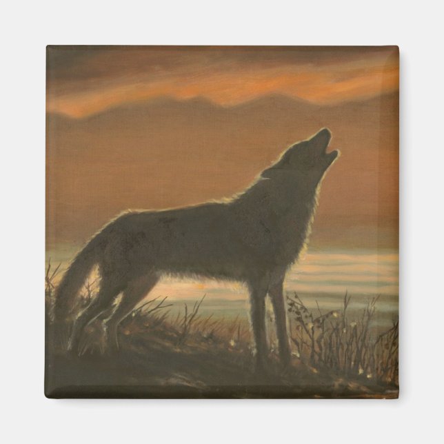 Lone wolf holwing magnet (Front)