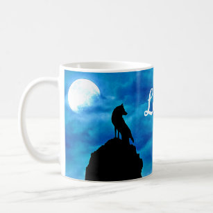 Lone Wolf Howling At Moon Coffee Mug