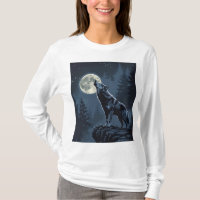 Lone Wolf Howling at the Moon Night Forest Art