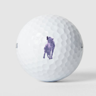 Lone wolf howling purple golf balls