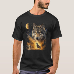 Lone Wolf Howling to The Moon Mystical Mountain Wi T-Shirt