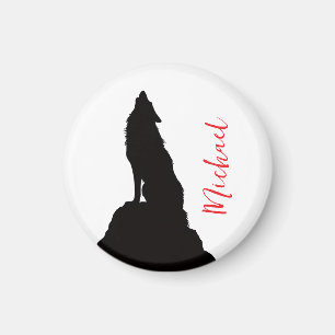 Lone Wolf Howling Your Name Custom Handwriting Magnet