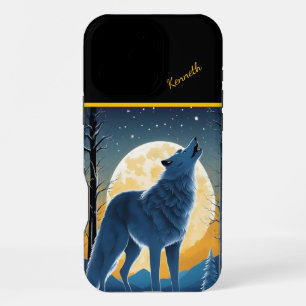 Lone Wolf Howls at Moon iPhone 16 Pro Max Case