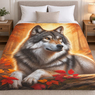 Lone Wolf in the Forest: Solitude Amidst Nature Fleece Blanket