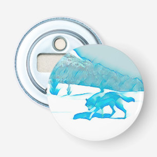 Lone Wolf In WInter Bottle Opener