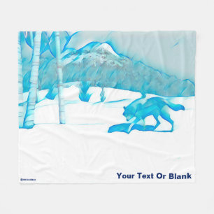 Lone Wolf In WInter Fleece Blanket