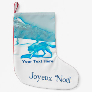 Lone Wolf In WInter - Joyeux Noël Small Christmas Stocking