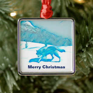 Lone Wolf In Winter Metal Tree Decoration
