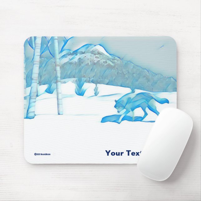 Lone Wolf In WInter Mouse Mat (With Mouse)