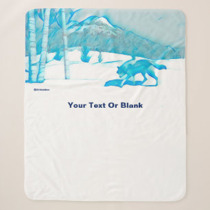 Lone Wolf In WInter Sherpa Blanket