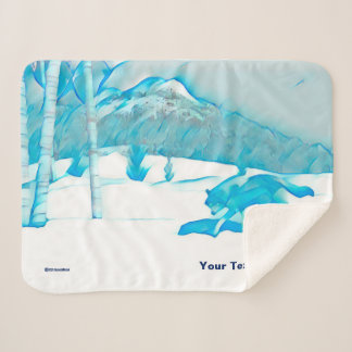 Lone Wolf In WInter Sherpa Blanket