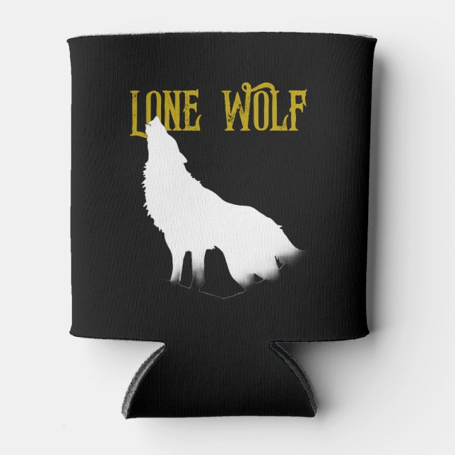 Lone Wolf Male Sigma Modern Minimalist Can Cooler (Front)