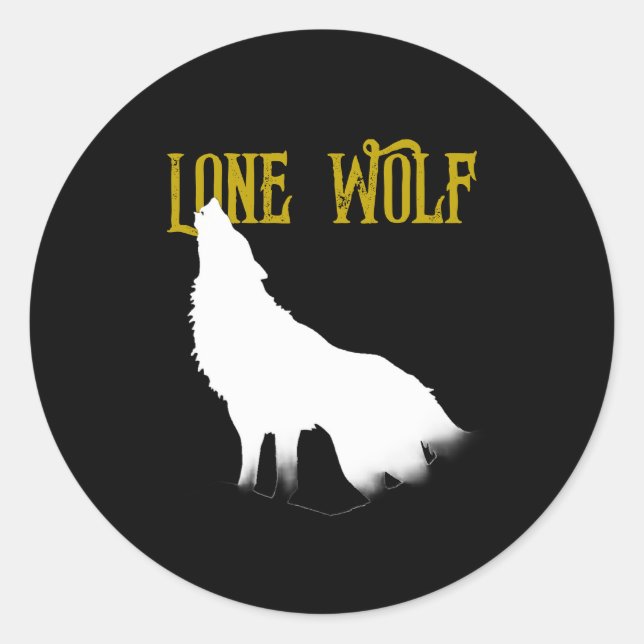 Lone Wolf Male Sigma Modern Minimalist Classic Round Sticker (Front)
