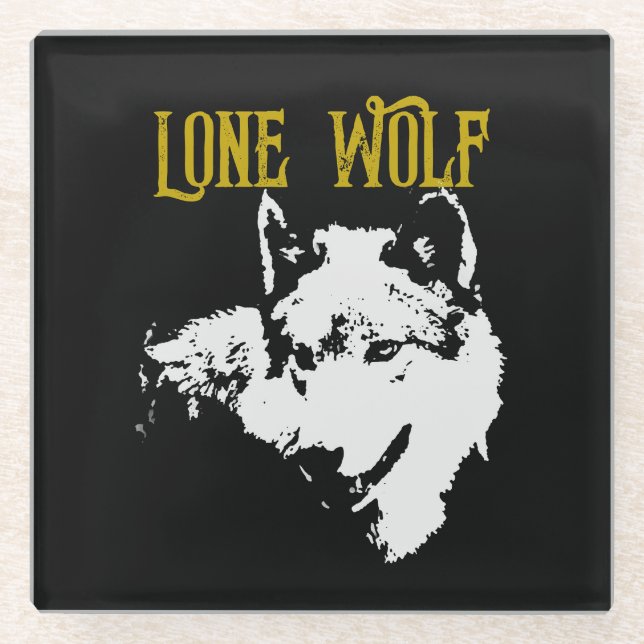 Lone Wolf Male Sigma Modern Minimalist Glass Coaster (Front)