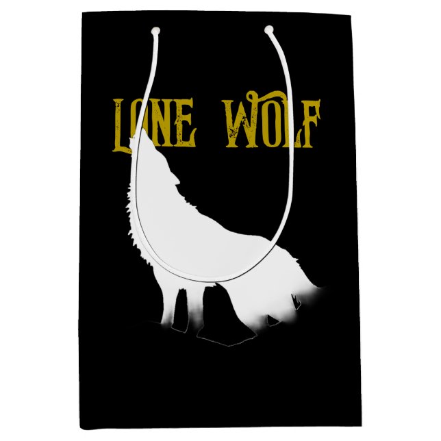 Lone Wolf Male Sigma Modern Minimalist Medium Gift Bag (Front)