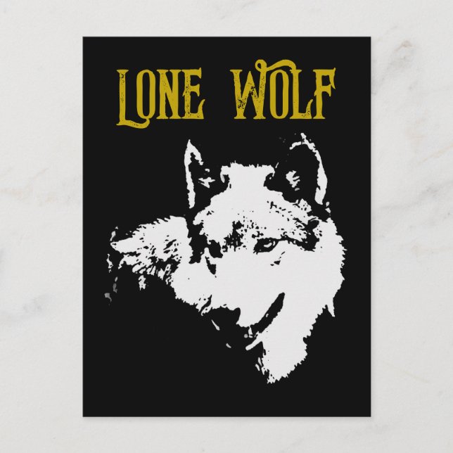 Lone Wolf Male Sigma Modern Minimalist Postcard (Front)