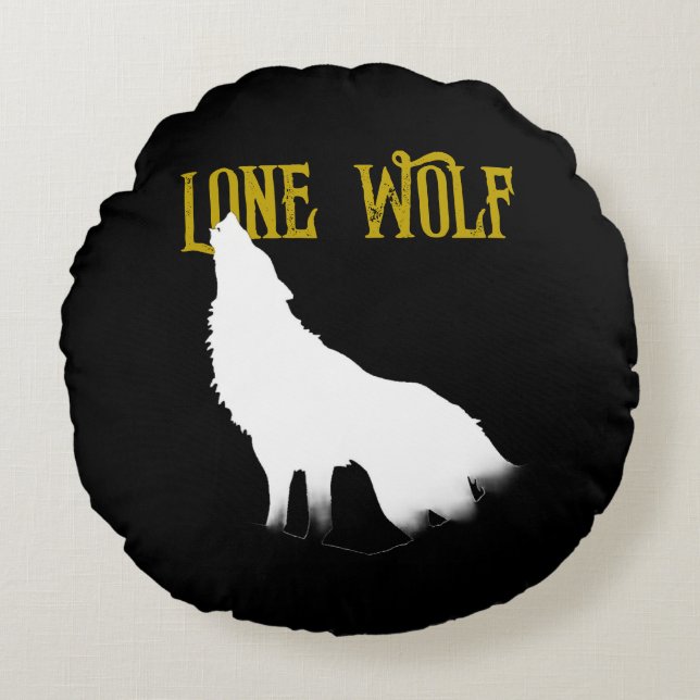 Lone Wolf Male Sigma Modern Minimalist Round Cushion (Front)