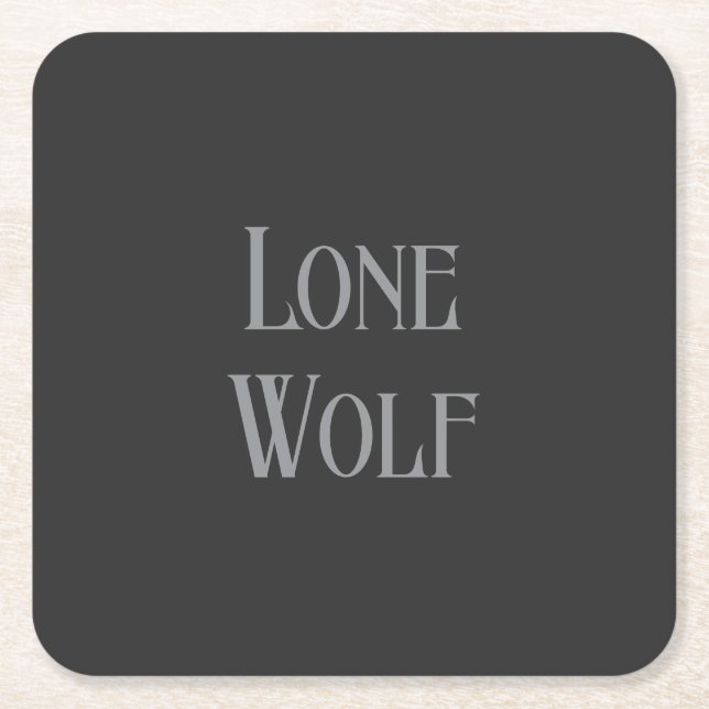 Lone Wolf Male Sigma Modern Minimalist Square Paper Coaster (Front)