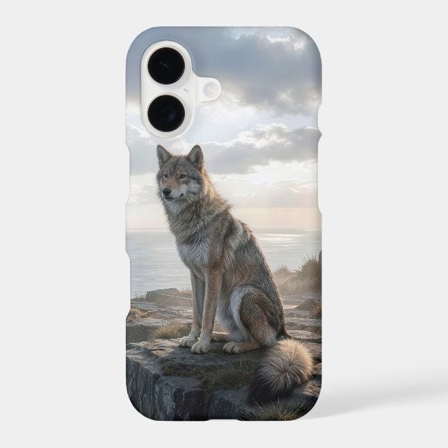 Lone Wolf On an Rocky Ocean Cliff (Back)