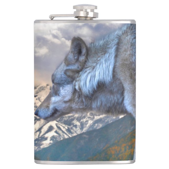 LONE WOLF OVERLORD OF FREEDOM HIP FLASK (Front)