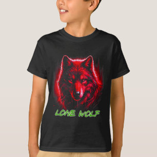 Lone Wolf Red Face Howling Shirt On Moon Gifts Fun