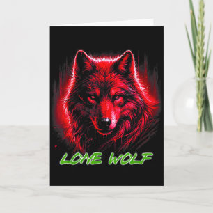 Lone Wolf Red Face Howling Shirt On Moon Gifts Fun Card