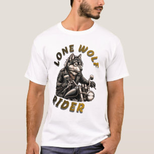 Lone Wolf Rider Motorcycle Biker Design T-Shirt