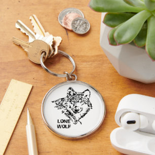 Lone Wolf Sketch Key Ring