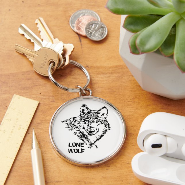 Lone Wolf Sketch Key Ring (Desk)