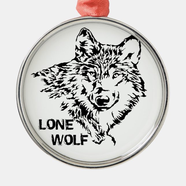 Lone Wolf Sketch Metal Tree Decoration (Front)