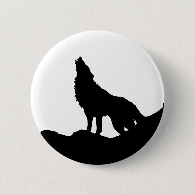 Lone Wolf Standing on a Hill 6 Cm Round Badge (Front)