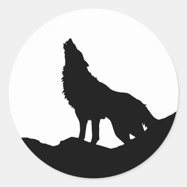 Lone Wolf Standing on a Hill Classic Round Sticker (Front)