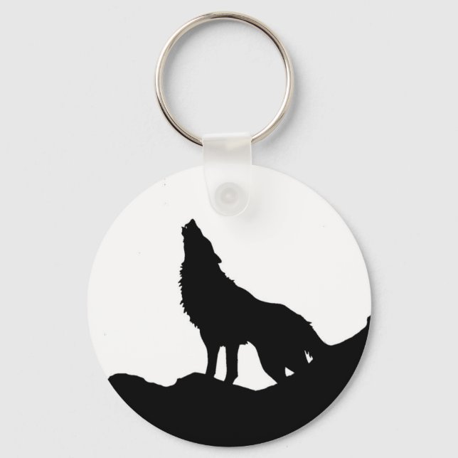 Lone Wolf Standing on a Hill Key Ring (Front)