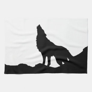 Lone Wolf Standing on a Hill Tea Towel
