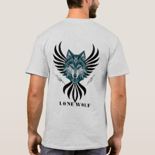Lone Wolf T-Shirt – Geometric Wolf Head Tribal Nor
