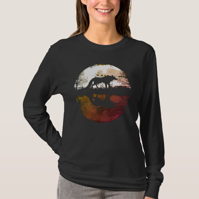 Lone Wolf Under the Full Moon T-Shirt (Front)