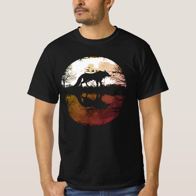 Lone Wolf Under the Full Moon T-Shirt (Front)